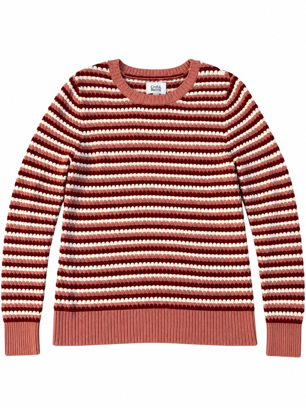 croft & barrow Rose and Cream Striped Crewneck Sweater